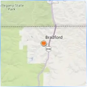 University of Pittsburgh Bradford Location Map